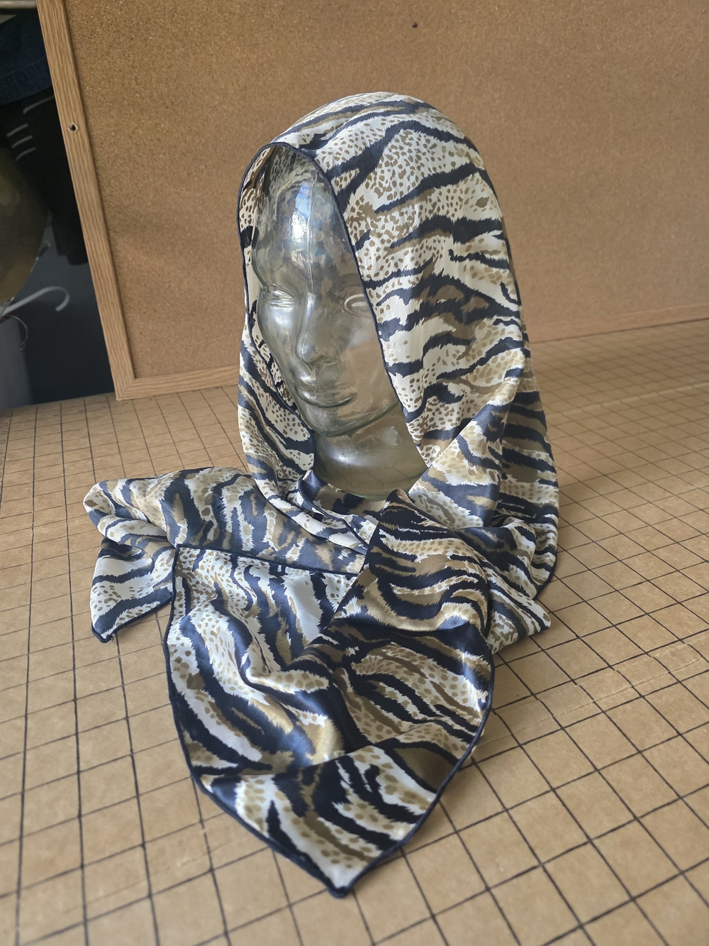 Chic Animal Print Satin Scarf – 11x64 Tiger Stripe Long Scarf Wrap